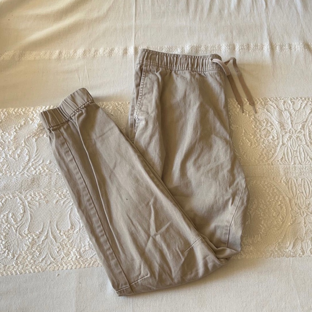 Elastic ankle drawstring waist khakis